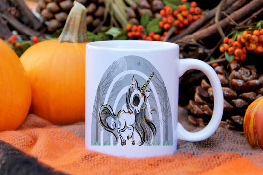 Halloween rainbow unicorn mug